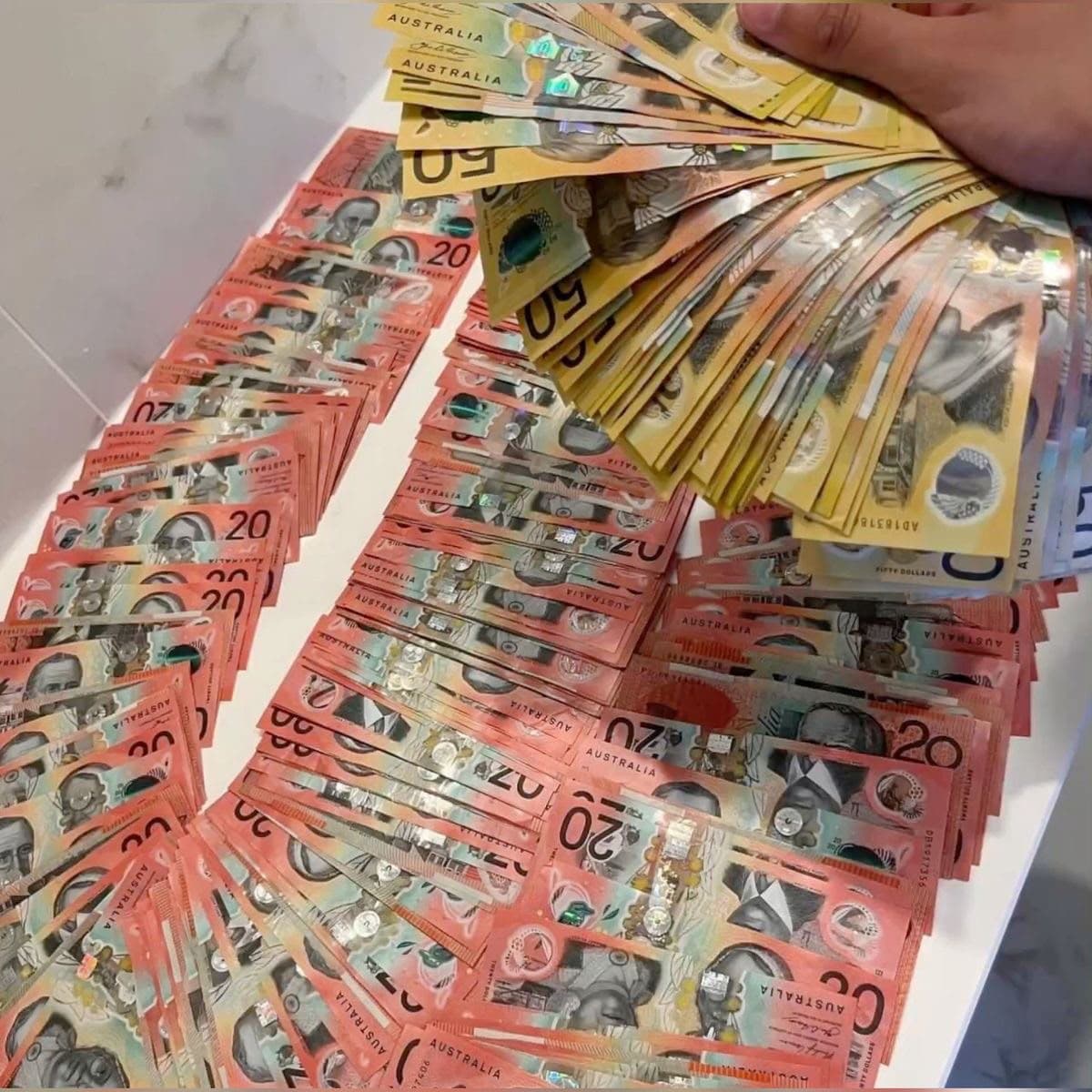 Australian banknotes for film scenes — $20 and $50 specimen prop note denominations