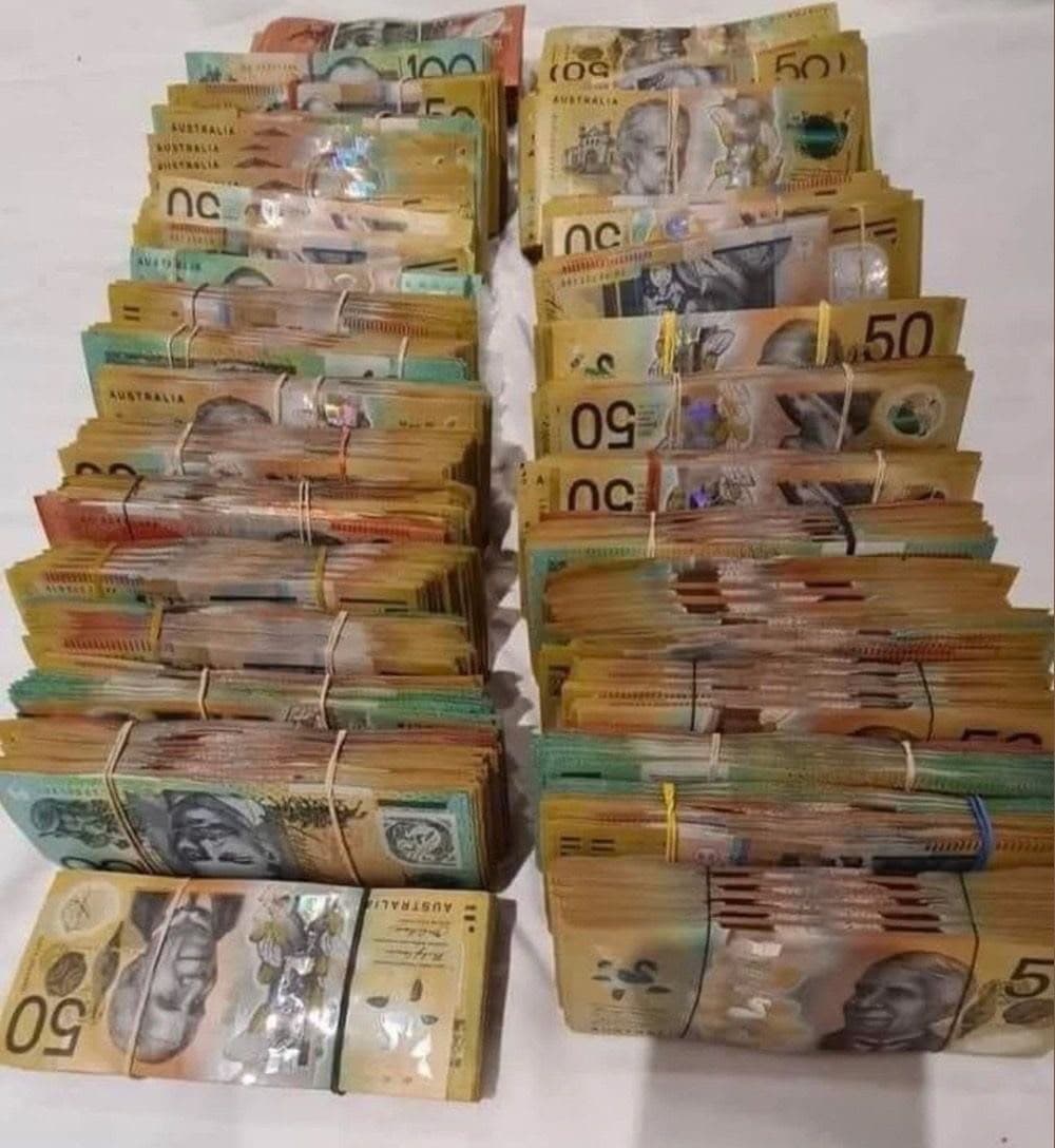 Prop cash for film production — weathered bundled specimen prop currency stacks